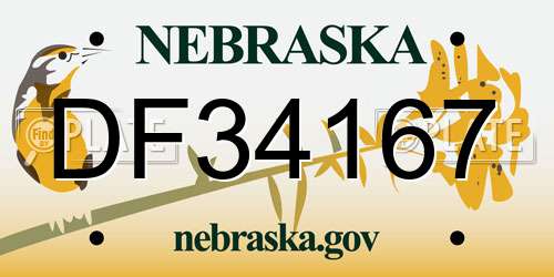 DF34167 Nebraska License Plate