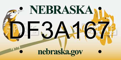 DF3A167 Nebraska License Plate