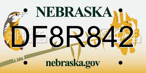 DF8R842 Nebraska License Plate