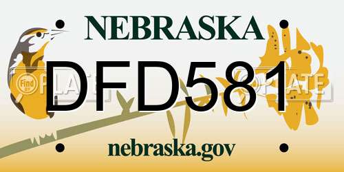 DFD581 Nebraska License Plate
