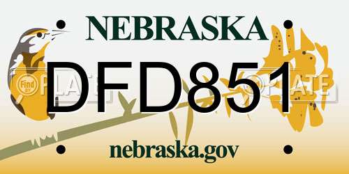 DFD851 Nebraska License Plate