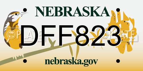 DFF823 Nebraska License Plate