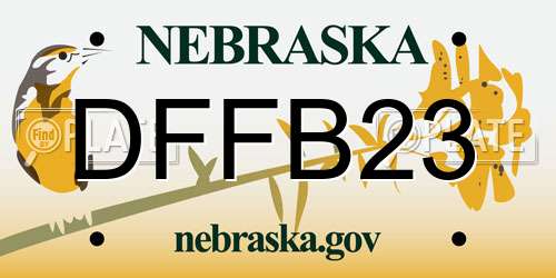 DFFB23 Nebraska License Plate