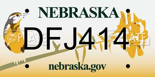 DFJ414 Nebraska License Plate