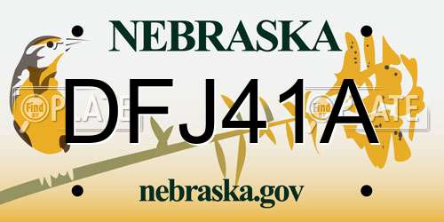 DFJ41A Nebraska License Plate