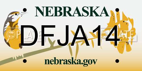 DFJA14 Nebraska License Plate