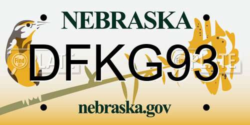 DFKG93 Nebraska License Plate
