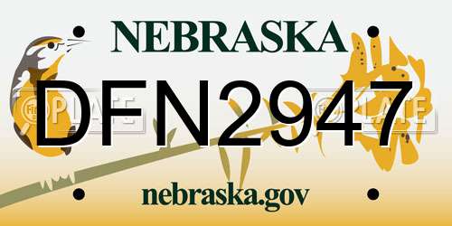 DFN2947 Nebraska License Plate
