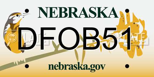 DFOB51 Nebraska License Plate