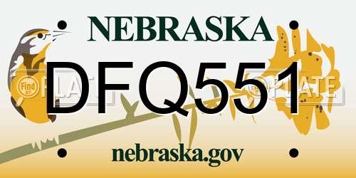 DFQ551 Nebraska License Plate