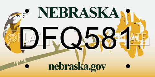 DFQ581 Nebraska License Plate