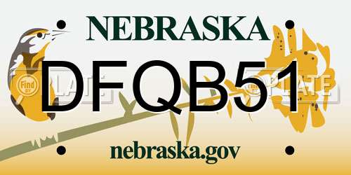 DFQB51 Nebraska License Plate
