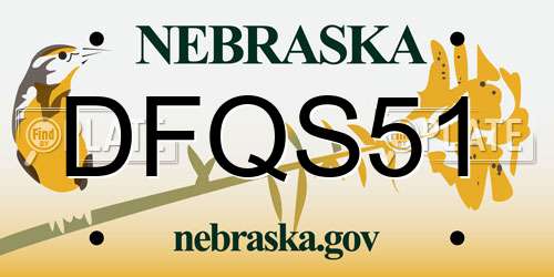 DFQS51 Nebraska License Plate