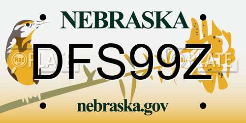 DFS99Z Nebraska License Plate