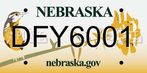DFY6001 Nebraska License Plate