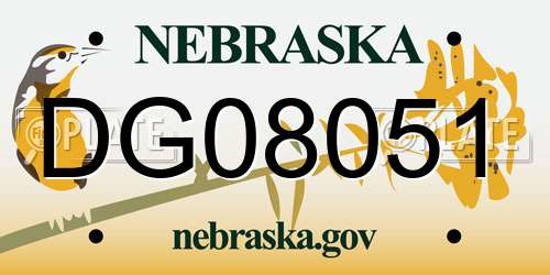 DG08051 Nebraska License Plate