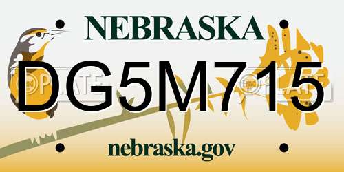 DG5M715 Nebraska License Plate