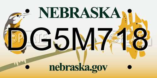 DG5M718 Nebraska License Plate