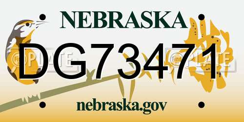 DG73471 Nebraska License Plate
