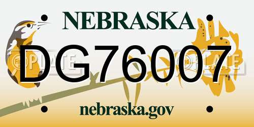 DG76007 Nebraska License Plate