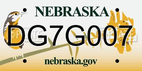 DG7G007 Nebraska License Plate