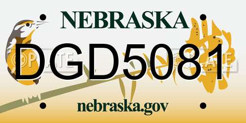 DGD5081 Nebraska License Plate
