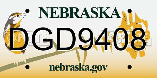 DGD9408 Nebraska License Plate