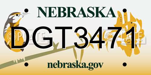 DGT3471 Nebraska License Plate