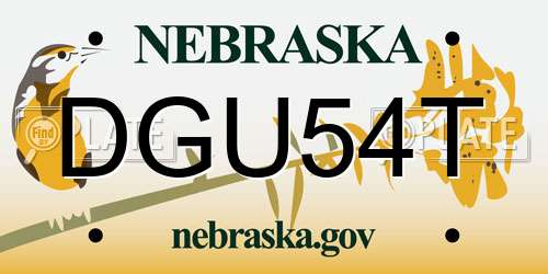 DGU54T Nebraska License Plate