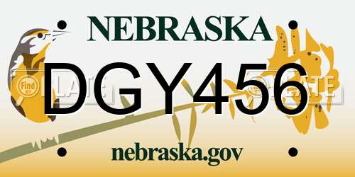 DGY456 Nebraska License Plate