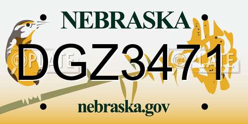 DGZ3471 Nebraska License Plate