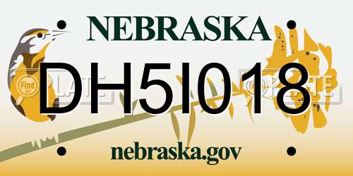 DH5I018 Nebraska License Plate