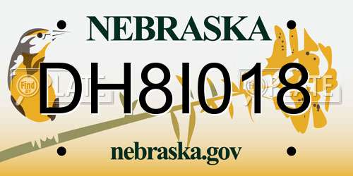 DH8I018 Nebraska License Plate