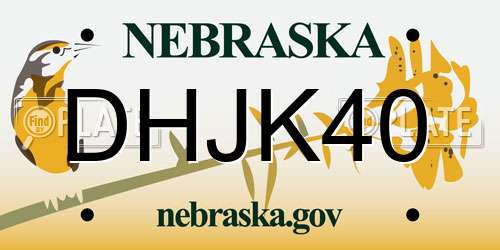DHJK40 Nebraska License Plate