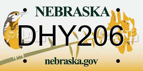 DHY206 Nebraska License Plate