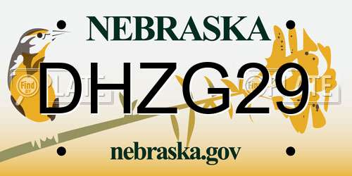 DHZG29 Nebraska License Plate