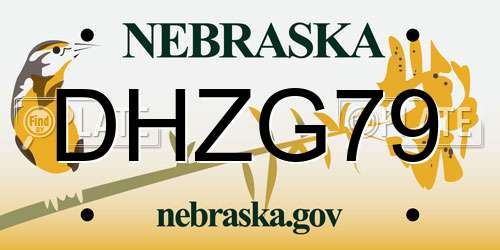 DHZG79 Nebraska License Plate