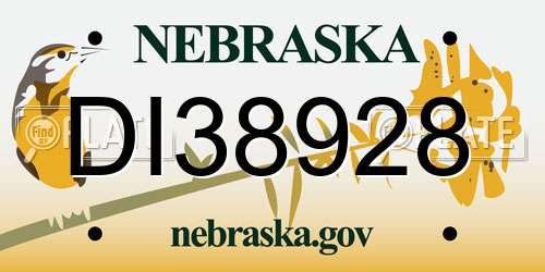 DI38928 Nebraska License Plate