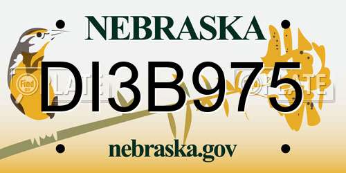 DI3B975 Nebraska License Plate