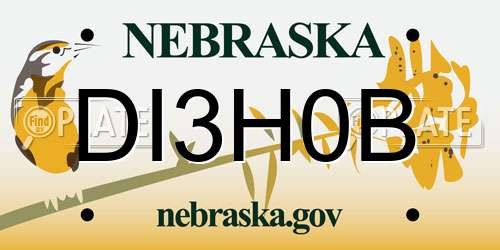 DI3H0B Nebraska License Plate