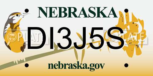DI3J5S Nebraska License Plate
