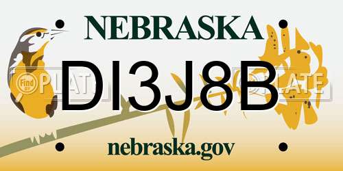 DI3J8B Nebraska License Plate