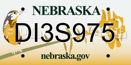 DI3S975 Nebraska License Plate