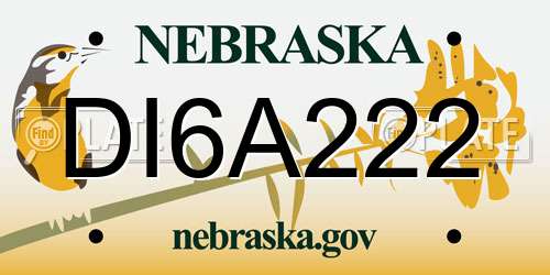 DI6A222 Nebraska License Plate