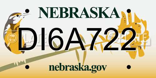 DI6A722 Nebraska License Plate