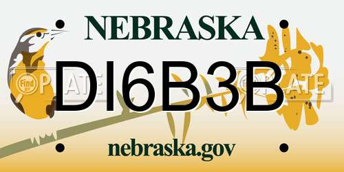 DI6B3B Nebraska License Plate