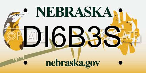 DI6B3S Nebraska License Plate
