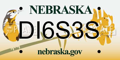 DI6S3S Nebraska License Plate