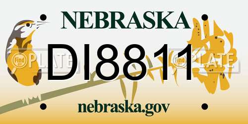 DI8811 Nebraska License Plate