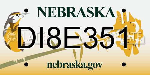 DI8E351 Nebraska License Plate